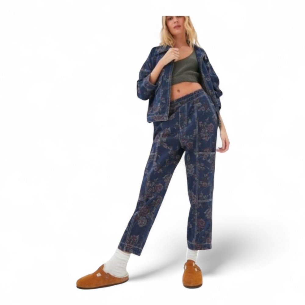 BDG Navy Floral Track Pants
